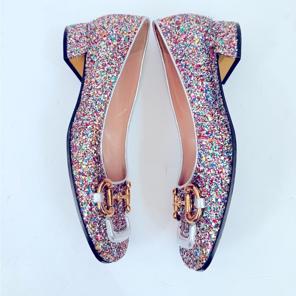 Gucci Multicolor Glitter leather baby Horsebit Lovelight Flat loafers EU 38 - Picture 3 of 9